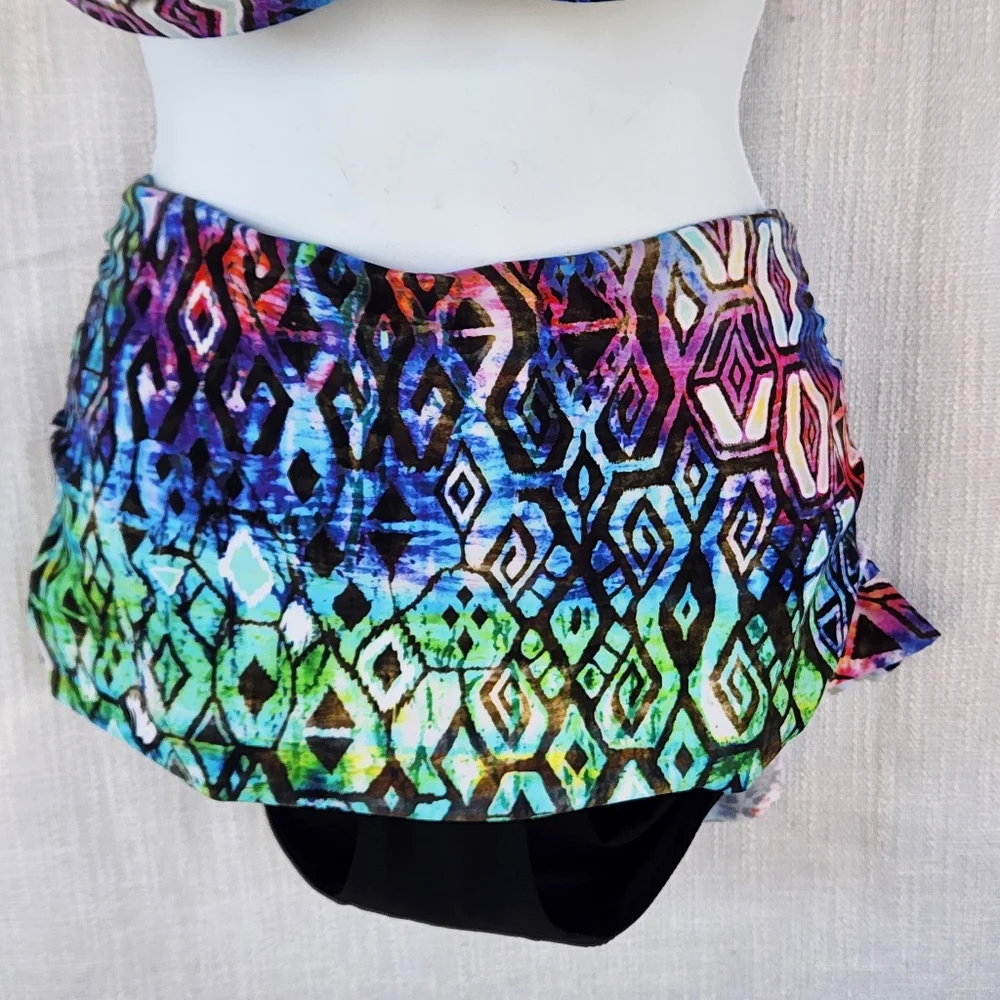 Profile Bikini Set 2 Piece Swimsuit Summer Beach Vacation Colorful Size 12
